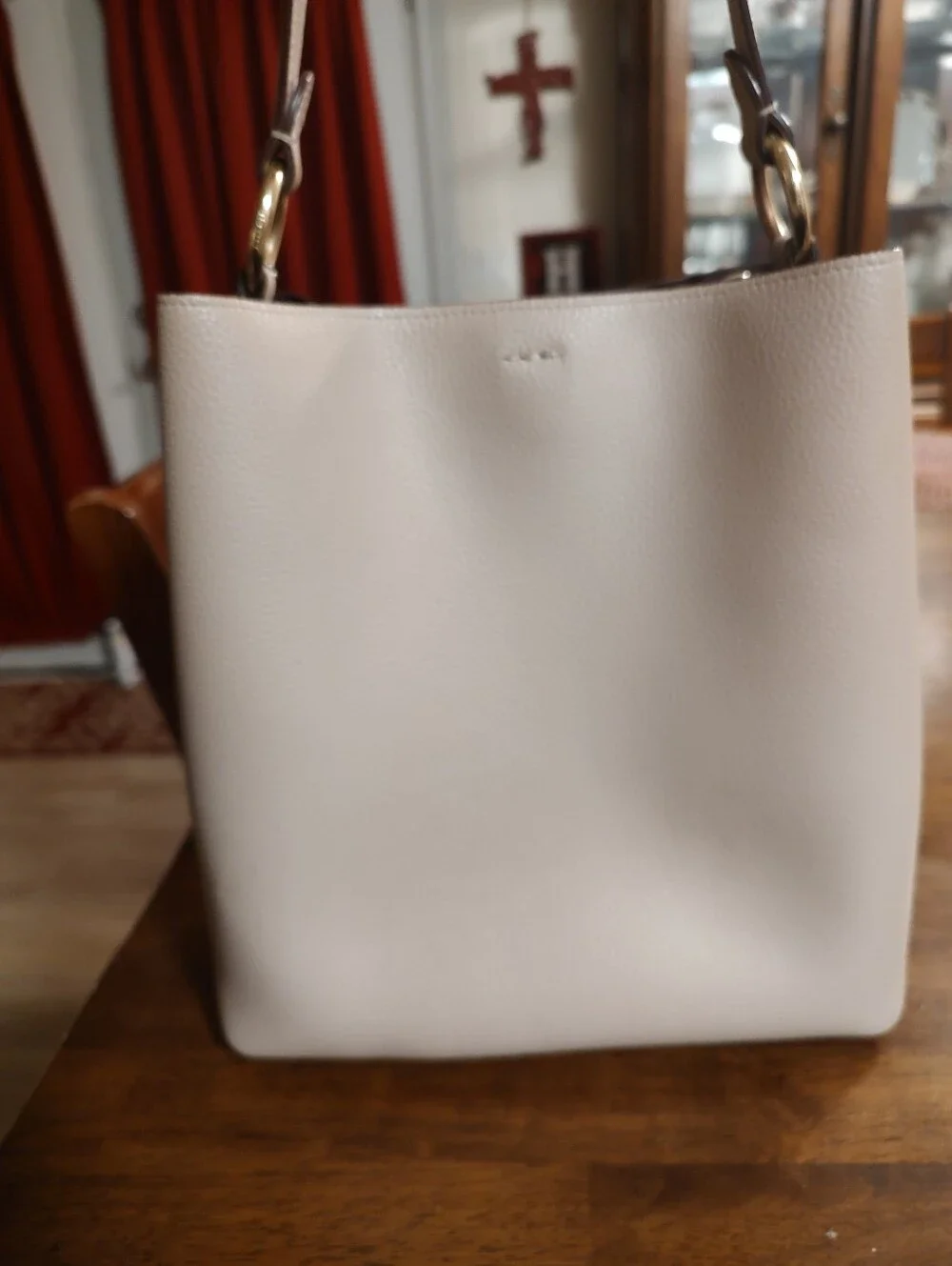 Coach Pebbled Leather Town Bucket In Light Blush